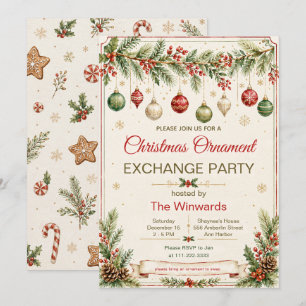 Christmas Ornament Exchange Party Invitation