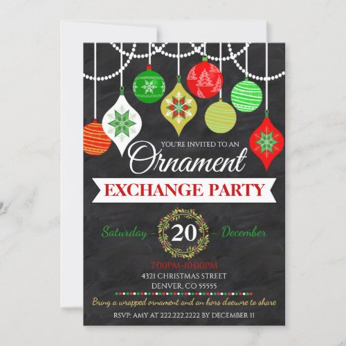 Christmas Ornament Exchange Party Invitation