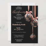 Christmas Ornament Exchange Pink and Black  Invitation