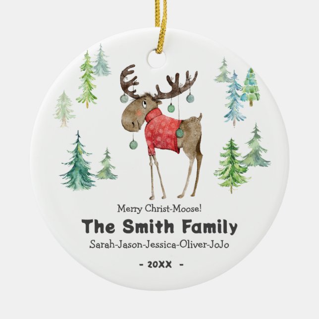 Christmas Ornament-Family Christ-Moose Ceramic Ornament (Front)