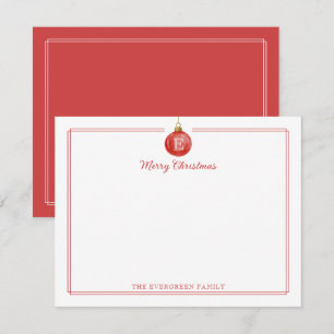 Christmas Ornament Family Monogram Stationery Note Card