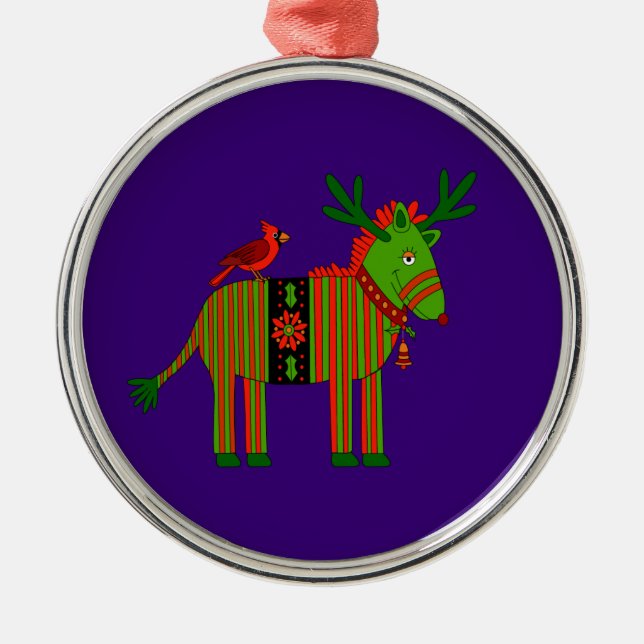 Christmas Ornament for Kids - Zebra & Bird (Front)