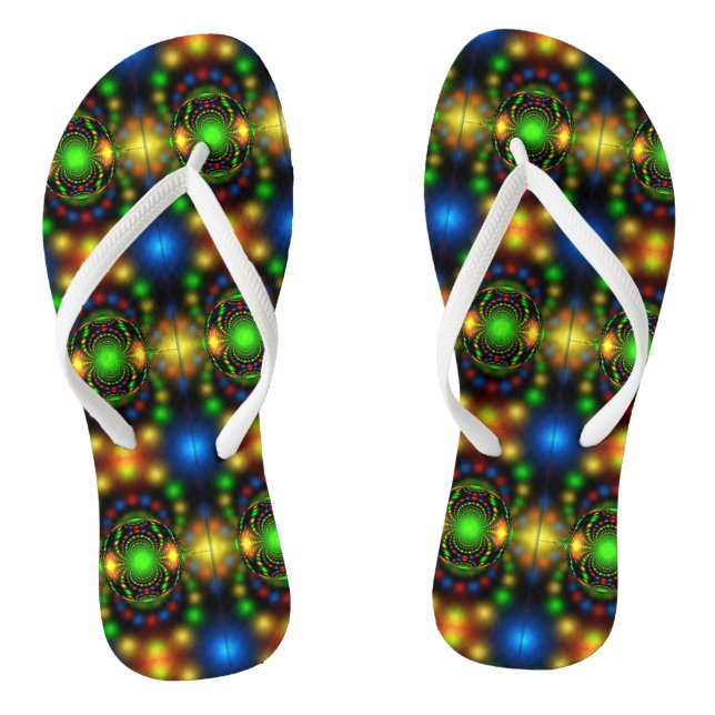 Christmas Ornament Fractal Design Flip Flops (Footbed)