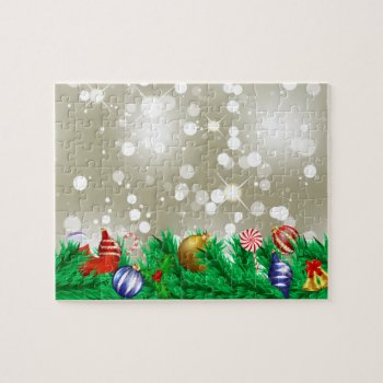 Christmas Ornament Glitter Jigsaw Puzzle by bonfirechristmas at Zazzle