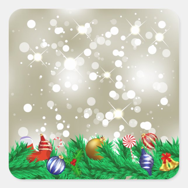 Christmas Ornament Glitter Square Sticker (Front)