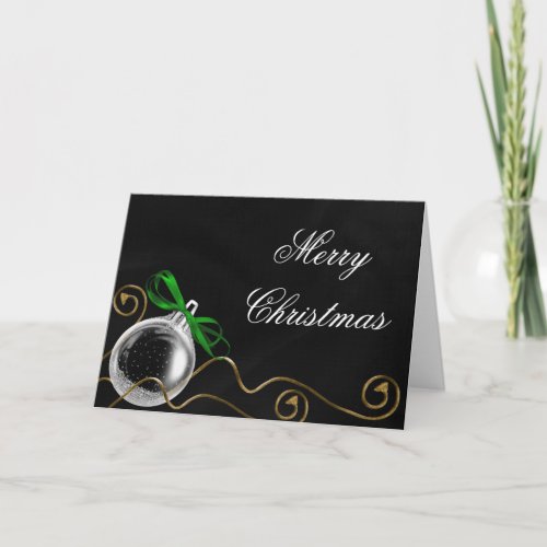 Christmas Ornament Green Bow Holiday Card