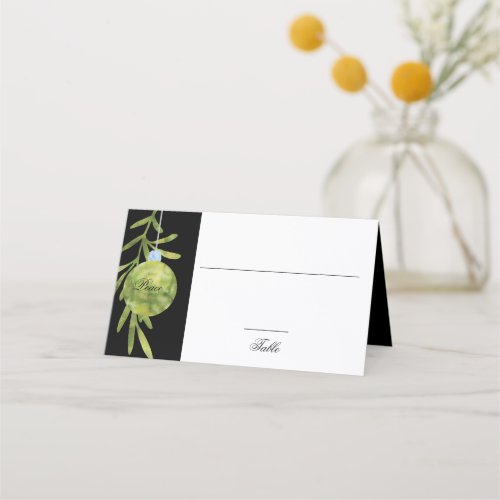 Christmas Ornament  Green  Wedding Reception Place Card