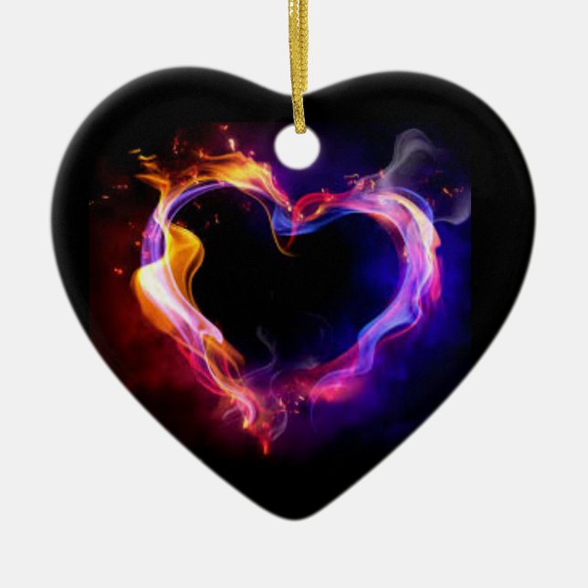 **CHRISTMAS ORNAMENT** HEART ON FIRE CERAMIC ORNAMENT (Front)