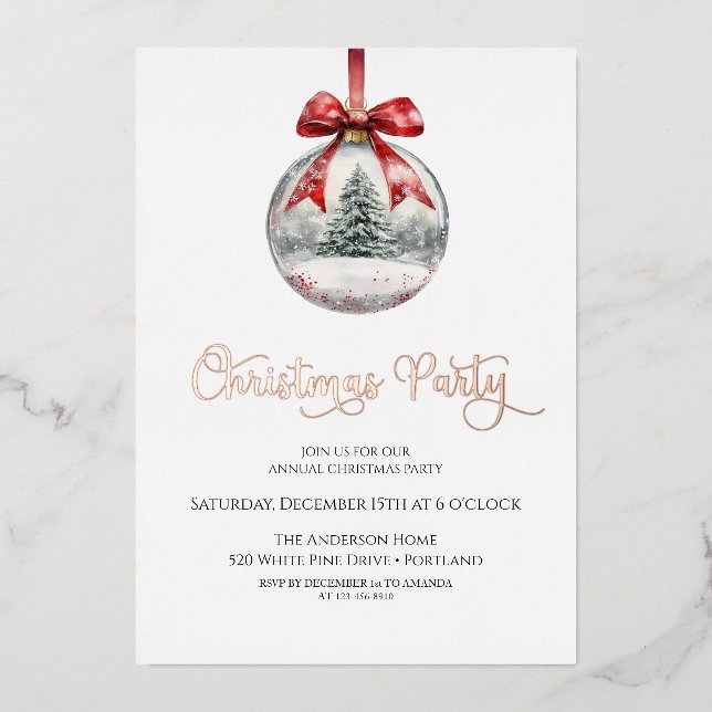  Christmas ornament Holiday Party Foil Invitation (Front)