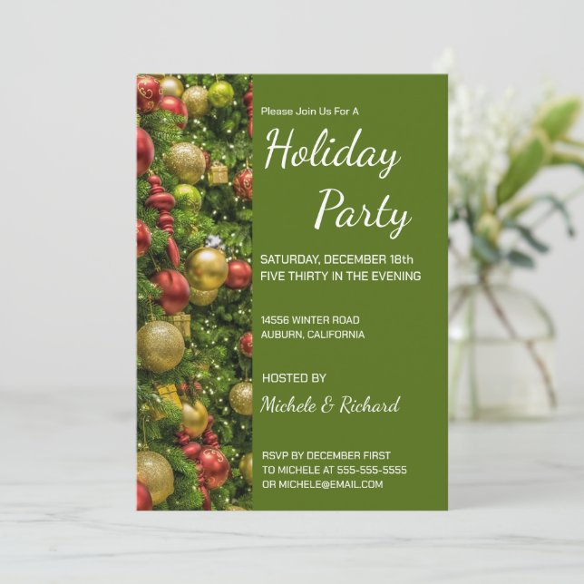 Christmas Ornament Holiday Party Invitation (Standing Front)