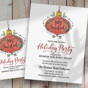 Christmas Ornament Holiday Party Invitation Postcard