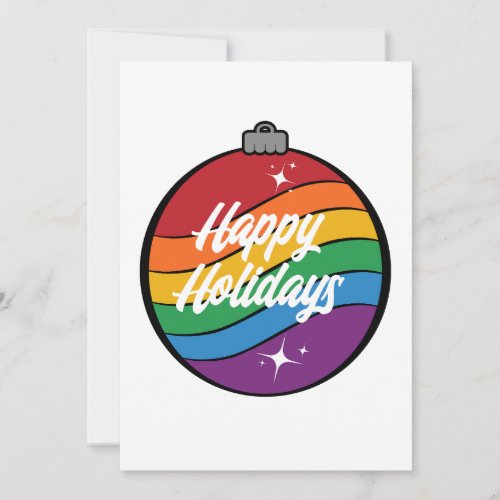 Christmas Ornament in LGBTQ Pride Rainbow Flag  Holiday Card