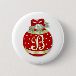 CHRISTMAS ORNAMENT INITIAL B BUTTON
