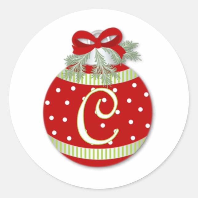 CHRISTMAS ORNAMENT INITIAL C CLASSIC ROUND STICKER (Front)