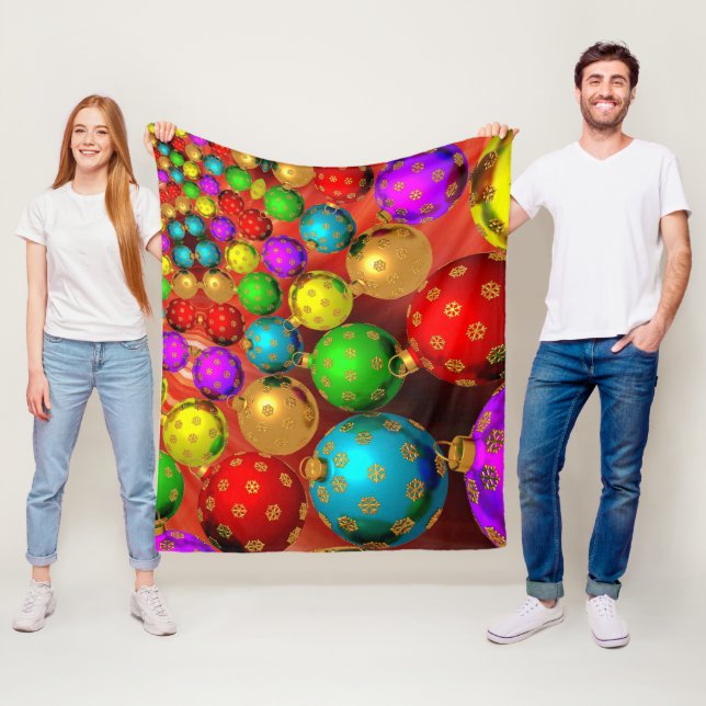 Christmas Ornament Jamboree Fleece Blanket (In Situ)