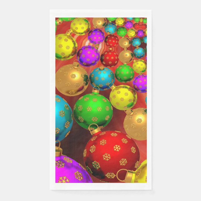 Christmas Ornament Jamboree Paper Guest Towels (Front)