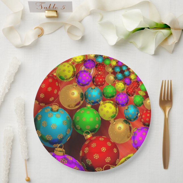 Christmas Ornament Jamboree Paper Plates (Wedding)