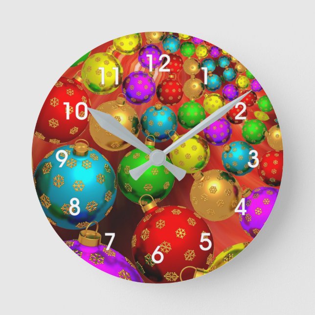 Christmas Ornament Jamboree Round Clock (Front)