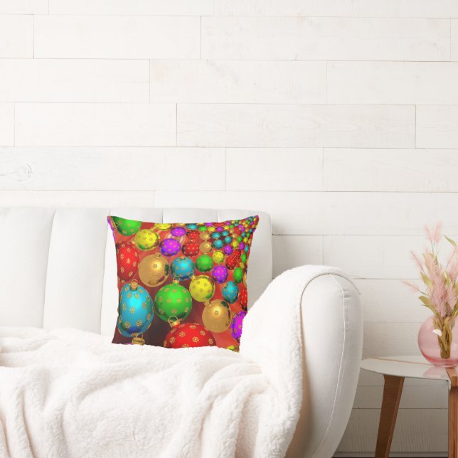 Christmas Ornament Jamboree Throw Pillow (Couch)