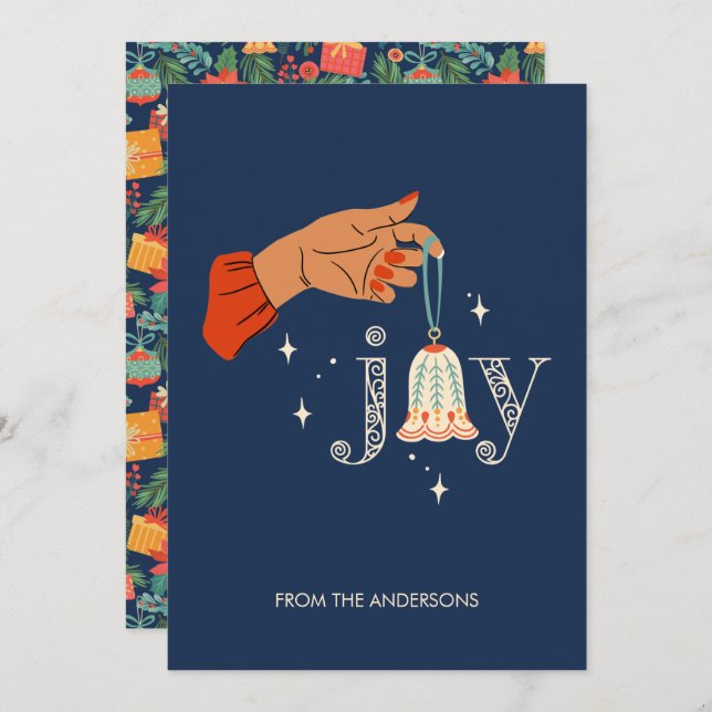 Christmas Ornament Joy Holiday Card (Front/Back)