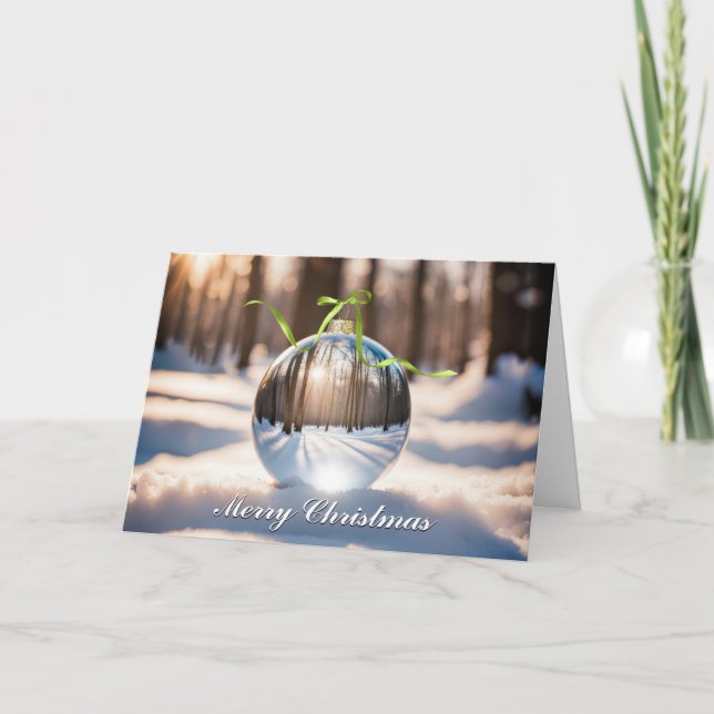 Christmas Ornament Lens Ball Holiday Card (Front)