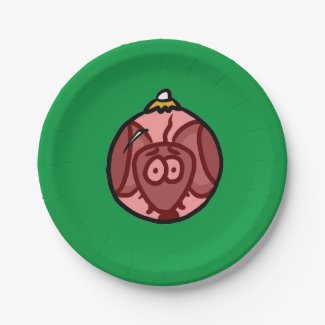 Christmas Ornament Mouse Paper Plate (Green)