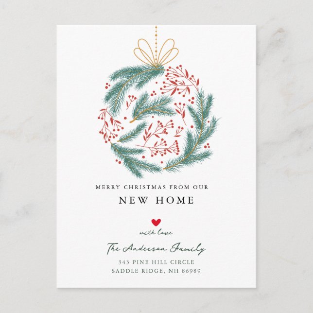 Christmas Ornament Moving   Announcement Postcard (Front)