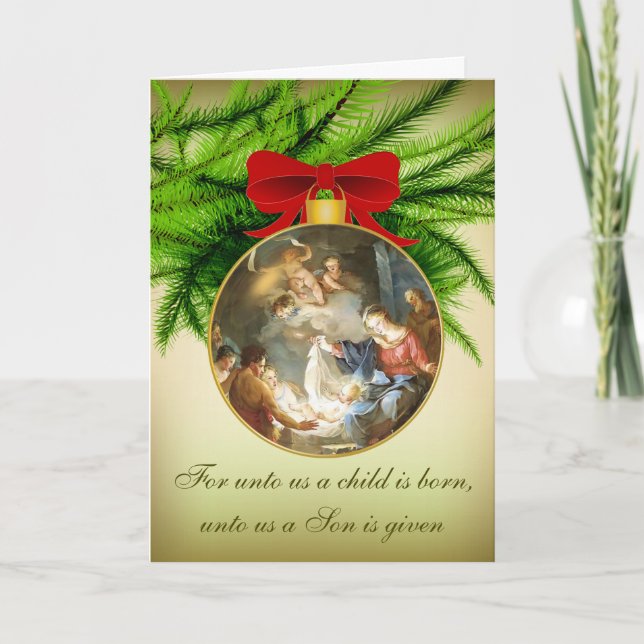 Christmas Ornament Nativity Jesus Birth Holiday Card (Front)