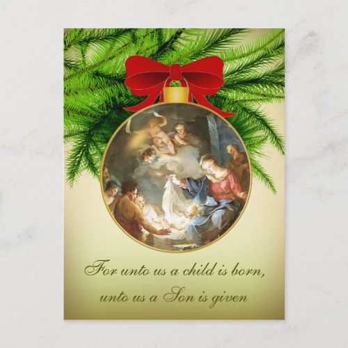 Christmas Ornament Nativity Jesus Birth Holiday Postcard