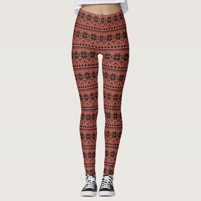 Christmas ornament nordic winter scandinavian norw leggings (Front)