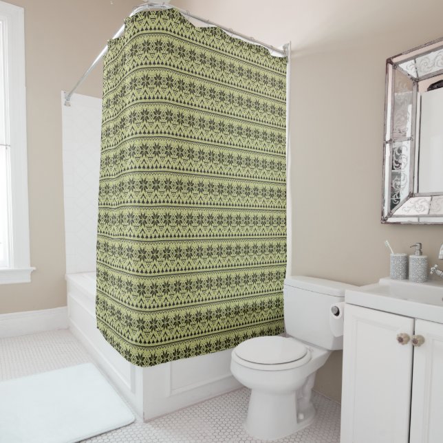 Christmas ornament nordic winter scandinavian norw shower curtain (In Situ)