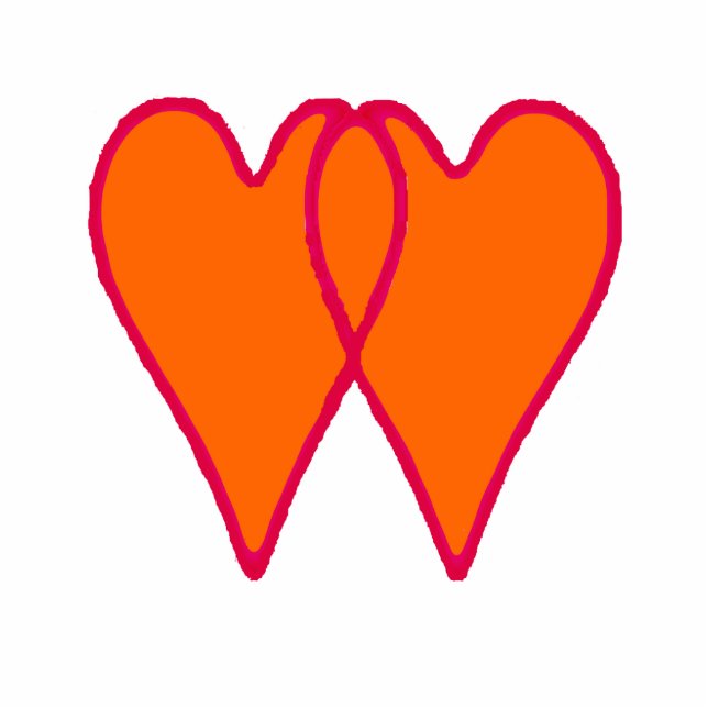 Christmas Ornament Open Hearts Together Orange (Front)