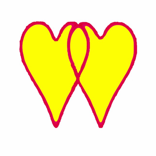 Christmas Ornament Open Hearts Together Yellow (Front)