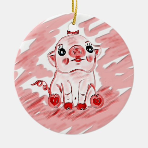 Christmas ornament or gift ornament with pink pig