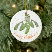Christmas Ornament Original Watercolor Mistletoe