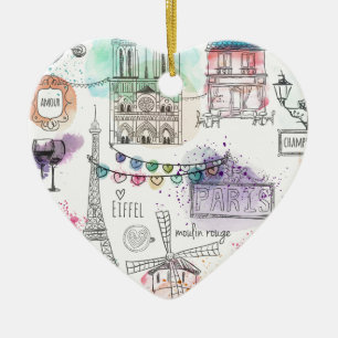 Christmas Ornament-Paris Print Ceramic Ornament