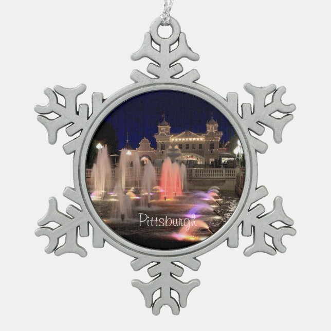Christmas Ornament- Pewter Pittsburgh-Photo Snowflake Pewter Christmas Ornament (Front)