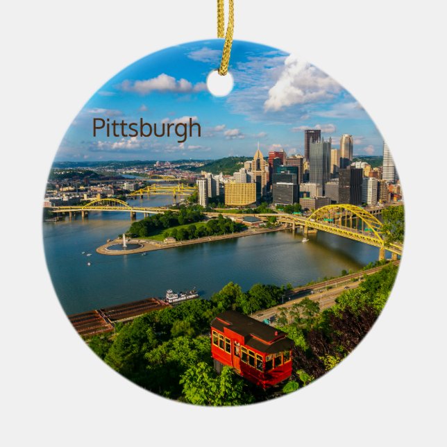 Christmas Ornament-Pittsburgh DAY/NIGHT Ceramic Ornament (Front)
