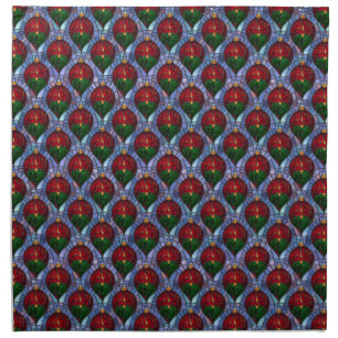 Christmas Ornament Red Green Blue Stained Glass  Cloth Napkin