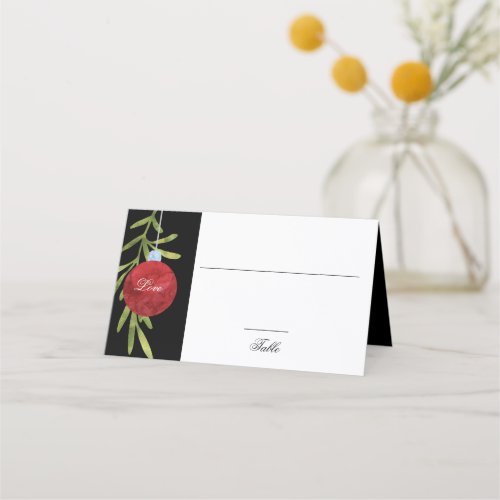 Christmas Ornament  Red  Wedding Reception Place Card