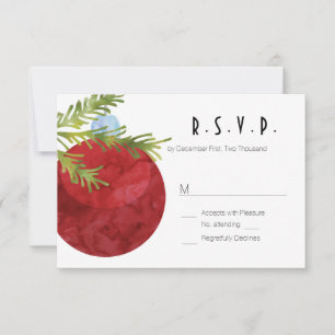 Christmas Ornament, Red, Wedding RSVP Card
