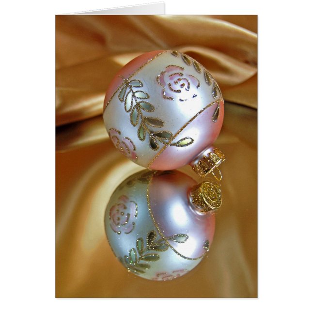 Christmas Ornament reflection on satin Cards (Front)