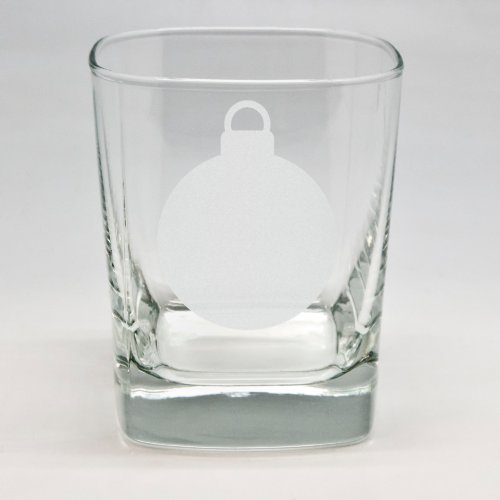 Christmas Ornament Sand Etched Square Rocks Glass