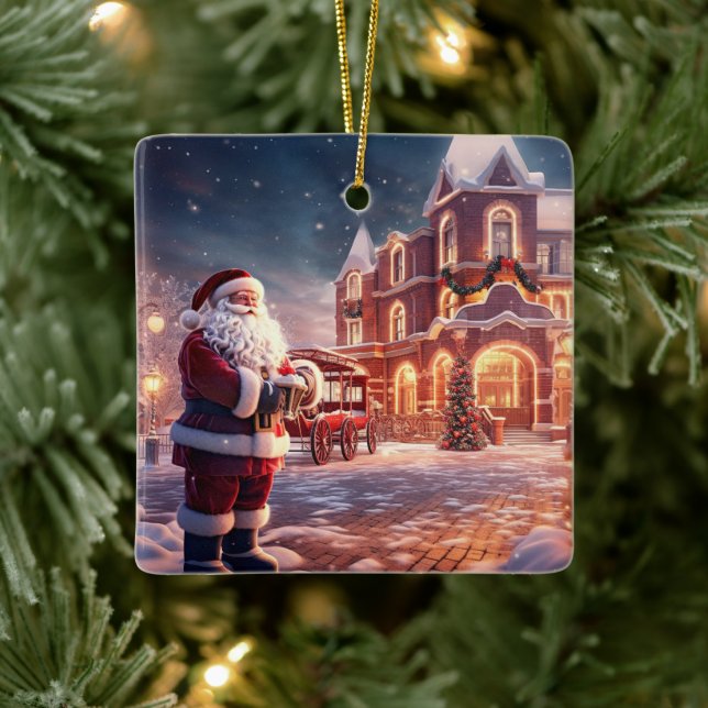 Christmas Ornament-Santa Ceramic Ornament (Tree)