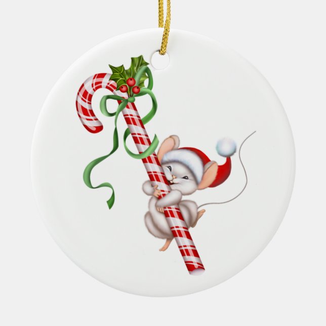 Christmas Ornament-Santa Mouse Ceramic Ornament (Front)