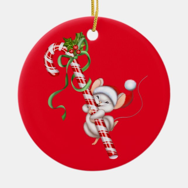 Christmas Ornament-Santa Mouse Ceramic Ornament (Front)