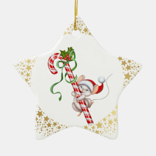 Christmas Ornament-Santa Mouse Ceramic Ornament
