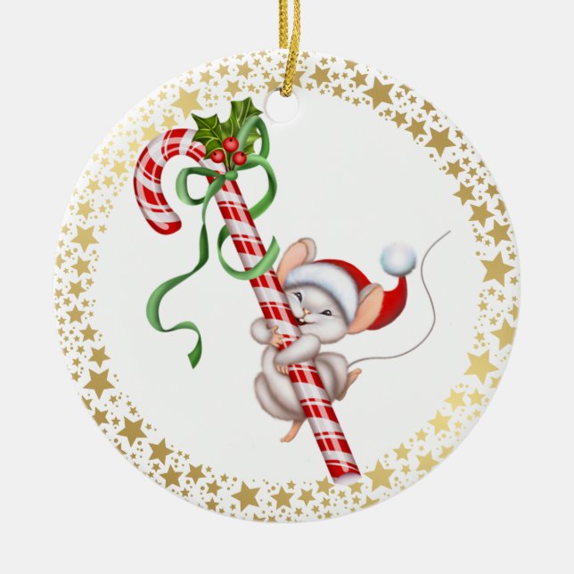 Christmas Ornament-Santa Mouse Ceramic Ornament (Front)