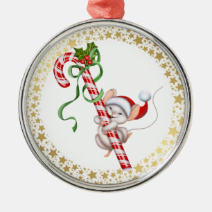 Christmas Ornament-Santa Mouse Metal Ornament