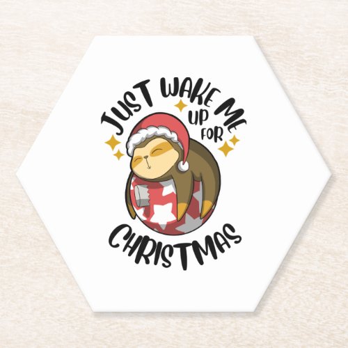 Christmas Ornament Santa Sleeping Sloth Sticker  Paper Coaster